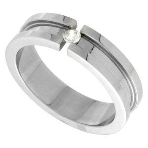 Surgical Stainless Steel 6mm CZ Wedding Band Ring Tension Set Large Groove